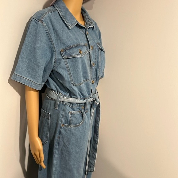 Women's Denim Cargo Jumpsuit - Universal Thread™ Medium Wash, wide legs - Picture 8 of 14
